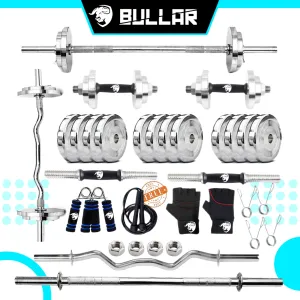 10 kg steel home gym kit with 3ft curl 5 ft straight rod gym equipments for home