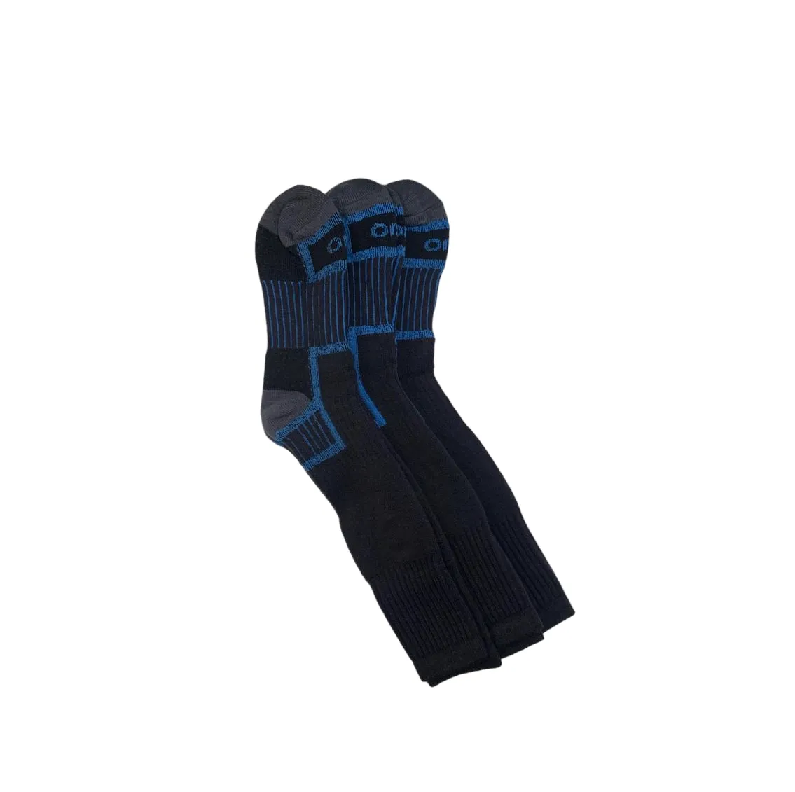 12 X Rio No Hole Reinforced Socks Black/ Grey/ Blue Comfortable Crew