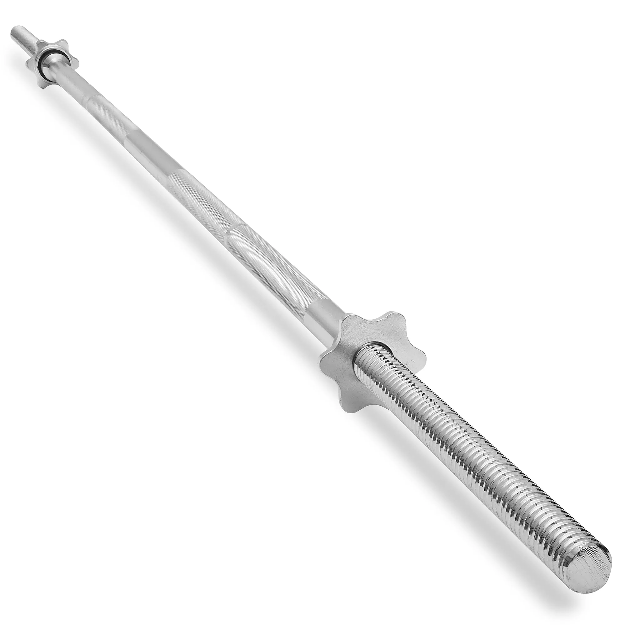 1" Weightlifting Barbell - Threaded Straight Bar with Star Collars