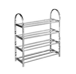 4 Tier Stainless Steel Shoe Storage Display Rack 70 x 60 x 23 cm 6213 A (Parcel Rate)