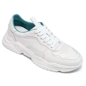 7 CM / 2.76 Inches - CMR CHAMARIPA Height Increasing Sports Shoes - Sports Shoes That Increase Your Height - White Leather Men's Sneakers