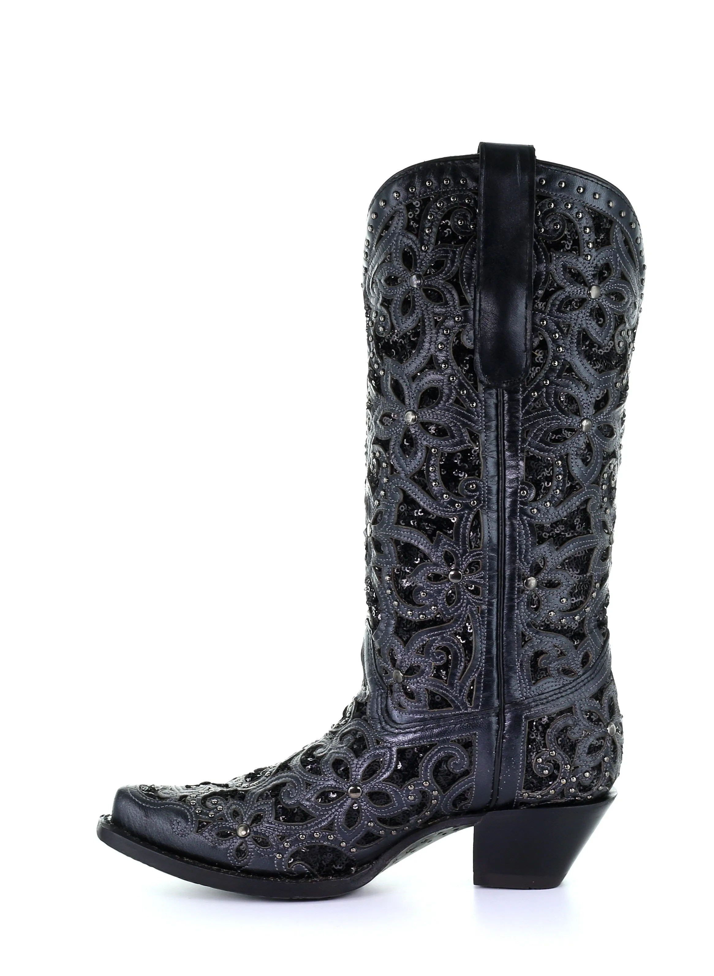 A3752 -  Corral black western cowgirl leather boots for women