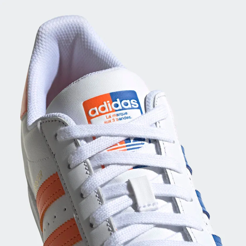 Adidas Original SUPERSTAR Men’s -WHITE /ORANGE/ROYAL BLUE