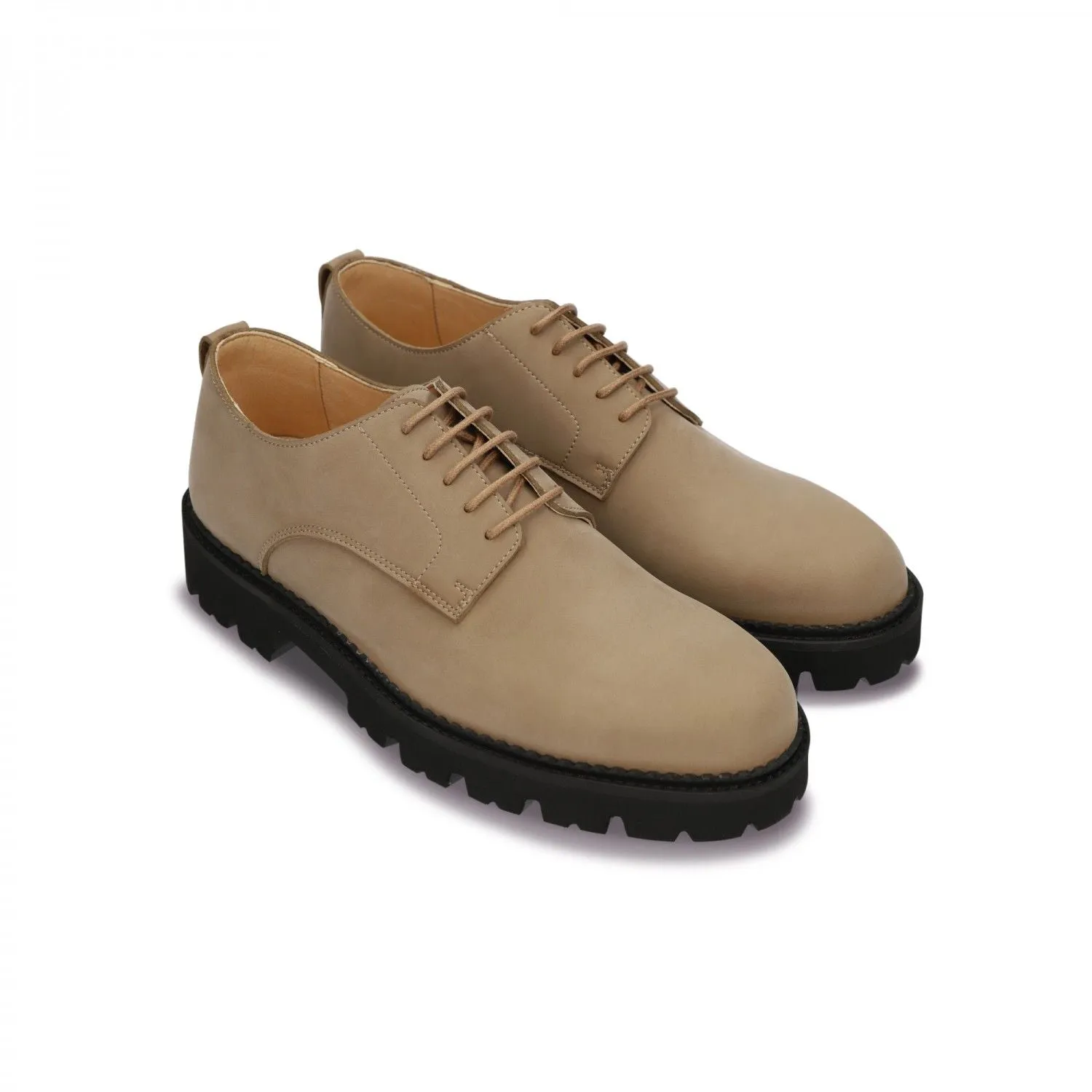 Adrien Vegan Derby Plain Toe Beige