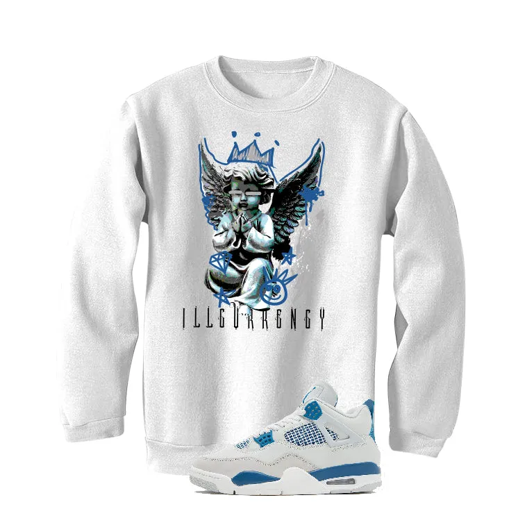 Air Jordan 4 “Military Blue” | illcurrency White T-Shirt (Graffiti Angel)