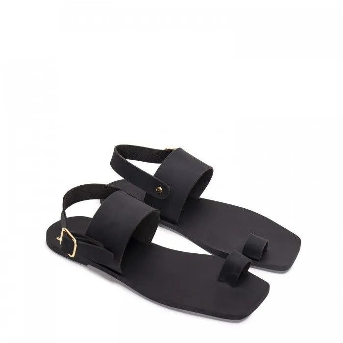 Alina Vegan Flat Slingback Sandals Black