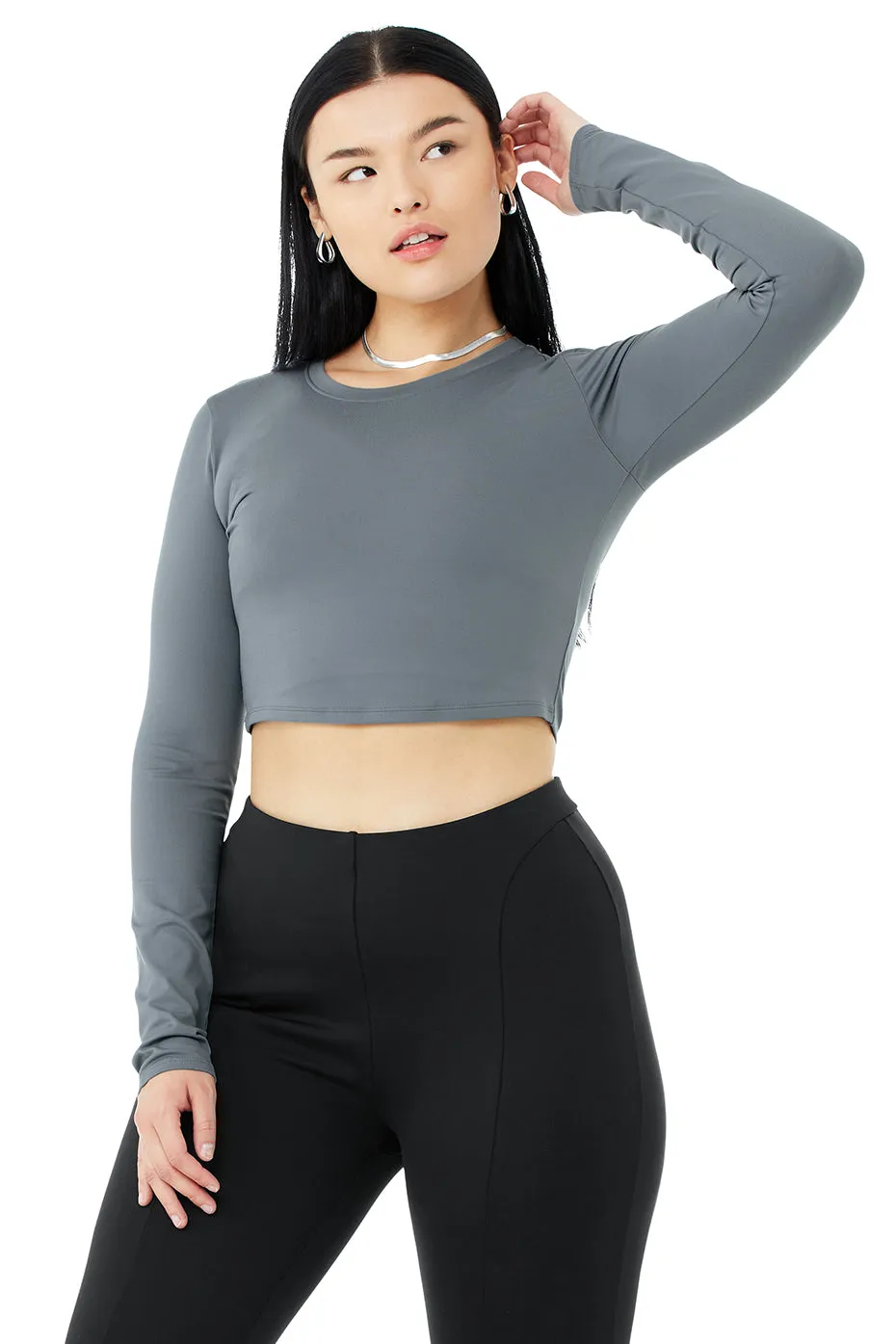 Alosoft Crop Finesse Long Sleeve - Steel Blue