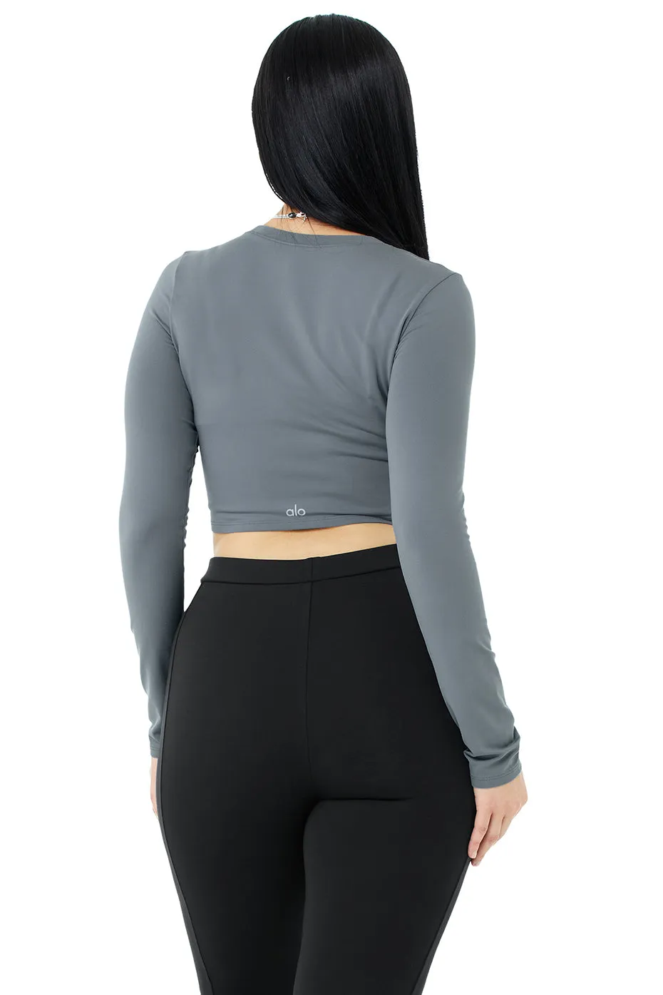 Alosoft Crop Finesse Long Sleeve - Steel Blue