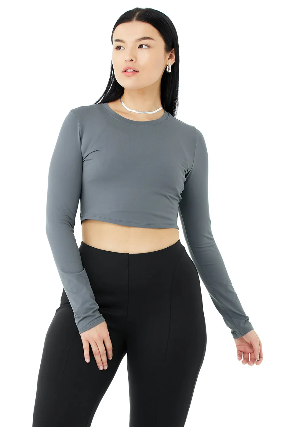 Alosoft Crop Finesse Long Sleeve - Steel Blue