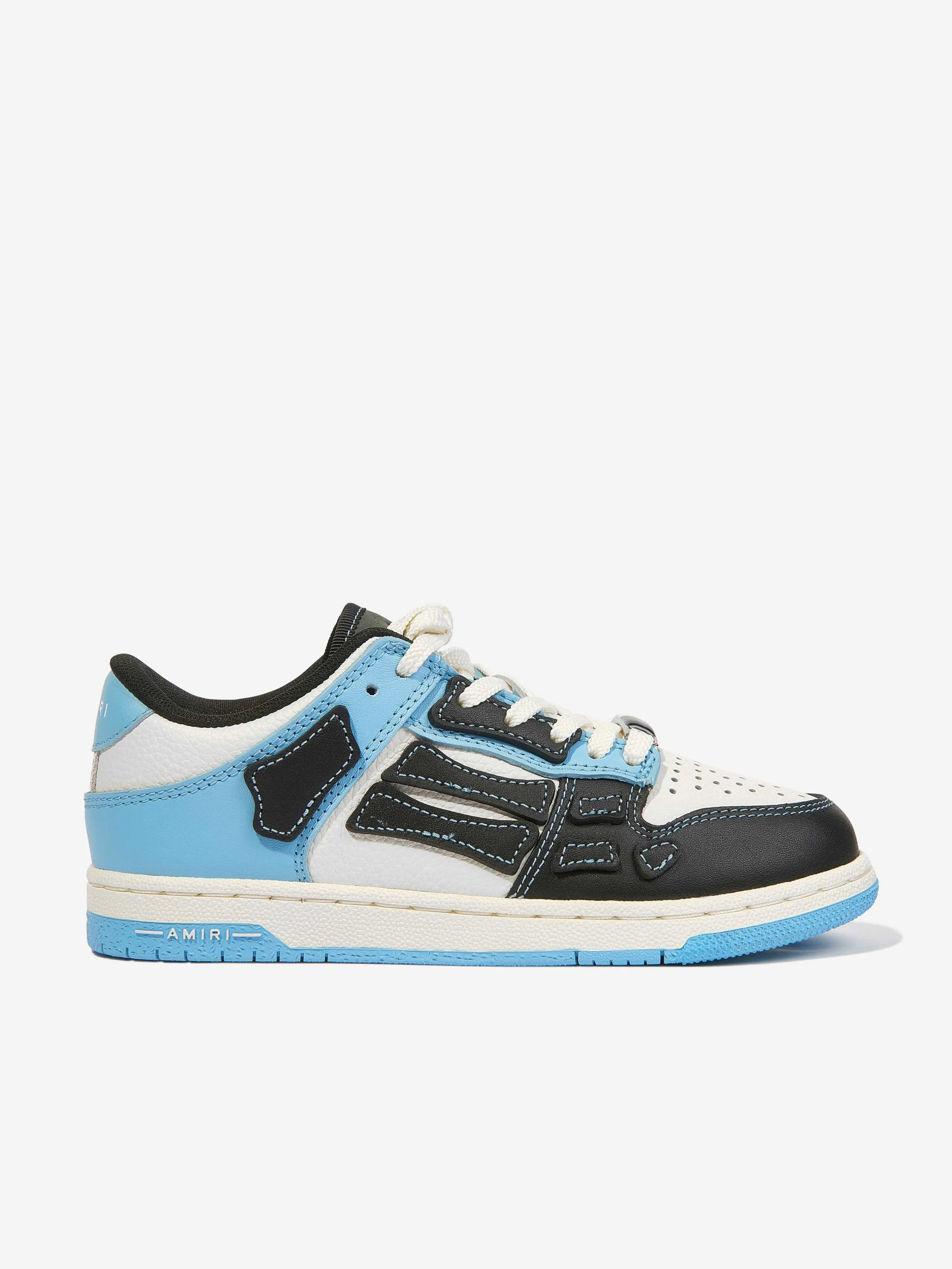 Amiri Boys Leather Skeltop Low Trainers in Blue