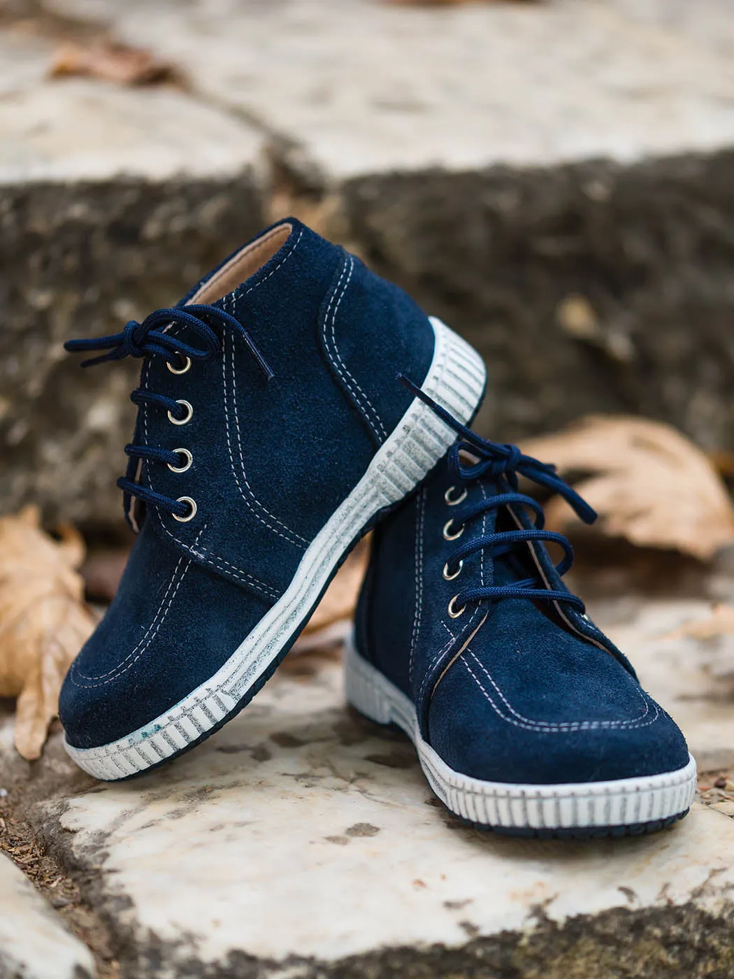 Baby bootie shoe for boy-BATISTA Blue