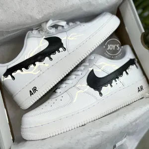 Black Drip Reflective Lightning Bolt Custom Air Force 1