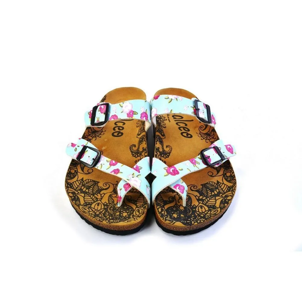 Blue & Pink Floral Sandal CAL1012