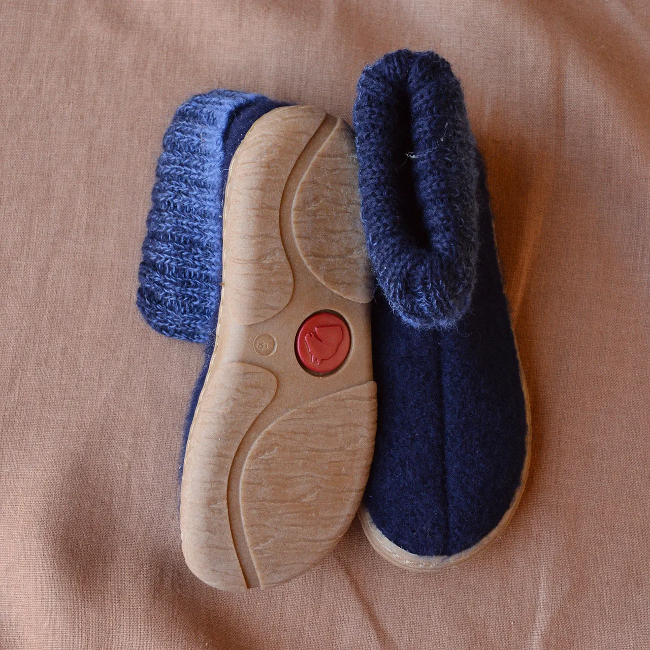 Boiled Wool Slipper Boots - Yuki - Midnight (Kids 23-35)