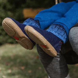 Boiled Wool Slipper Boots - Yuki - Midnight (Kids 23-35)