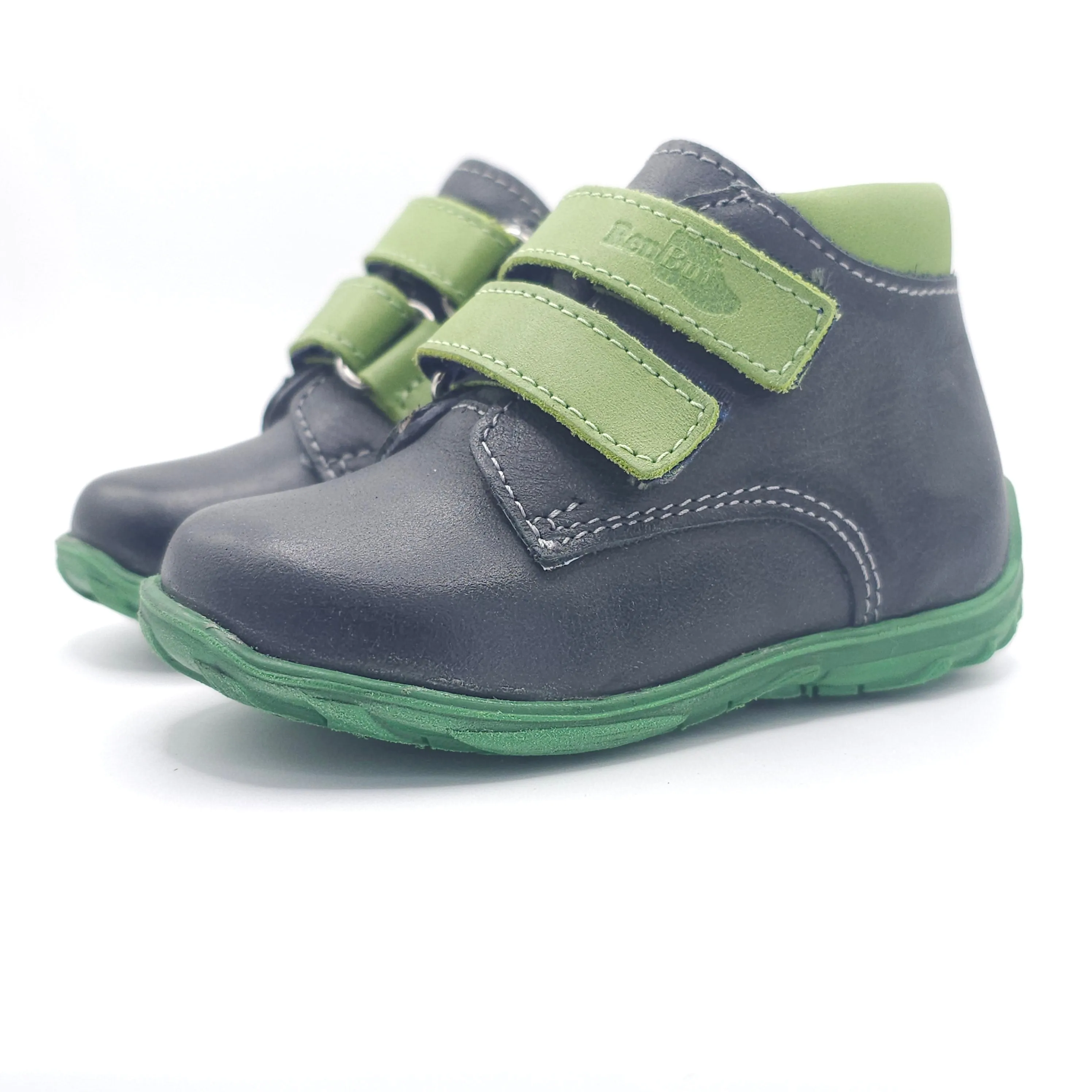 Boys Double Velcro Shoe In Green