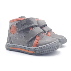 Boys High Double Velcro Shoe In Gray