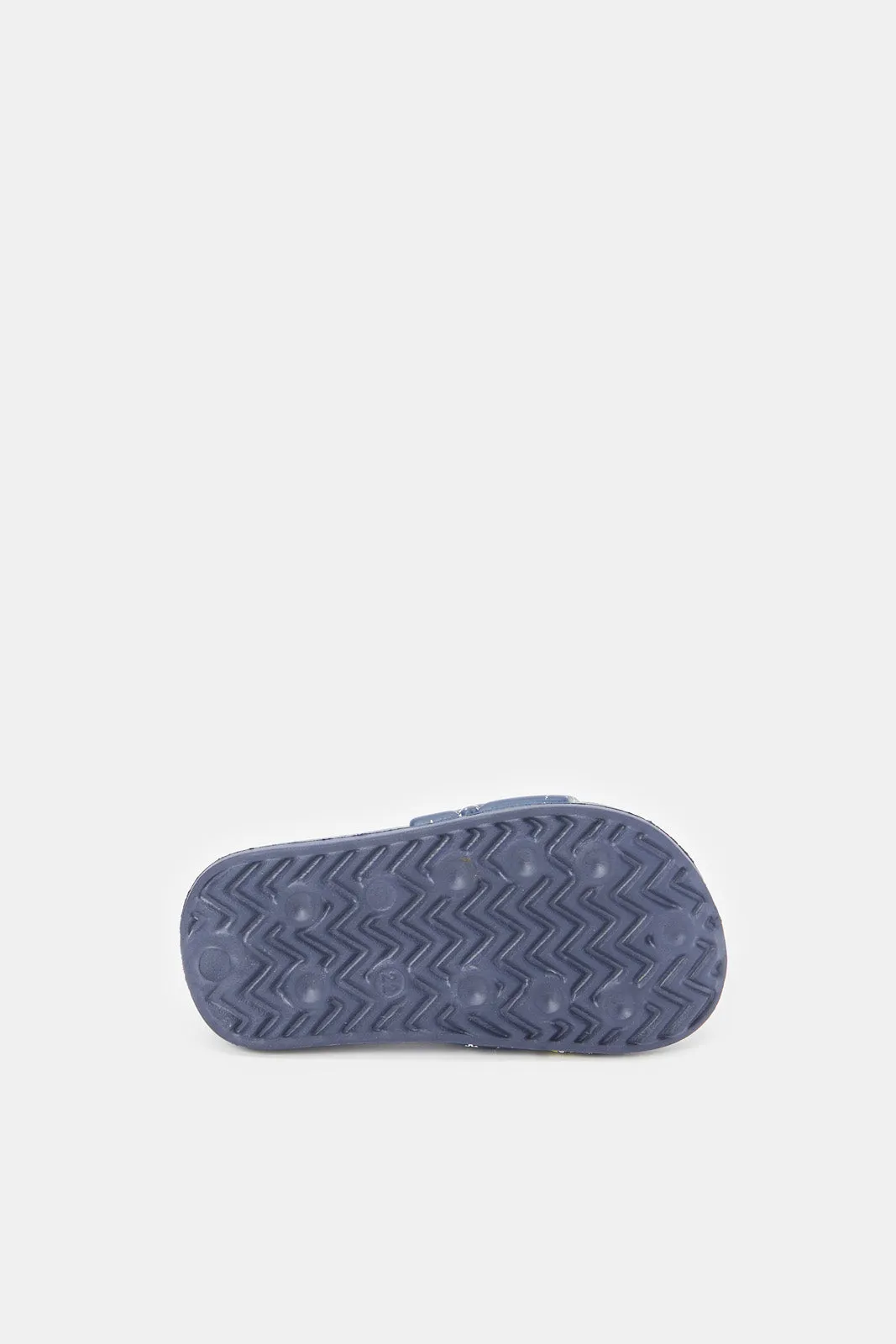 Boys Navy Car Print Slide With Backstrap