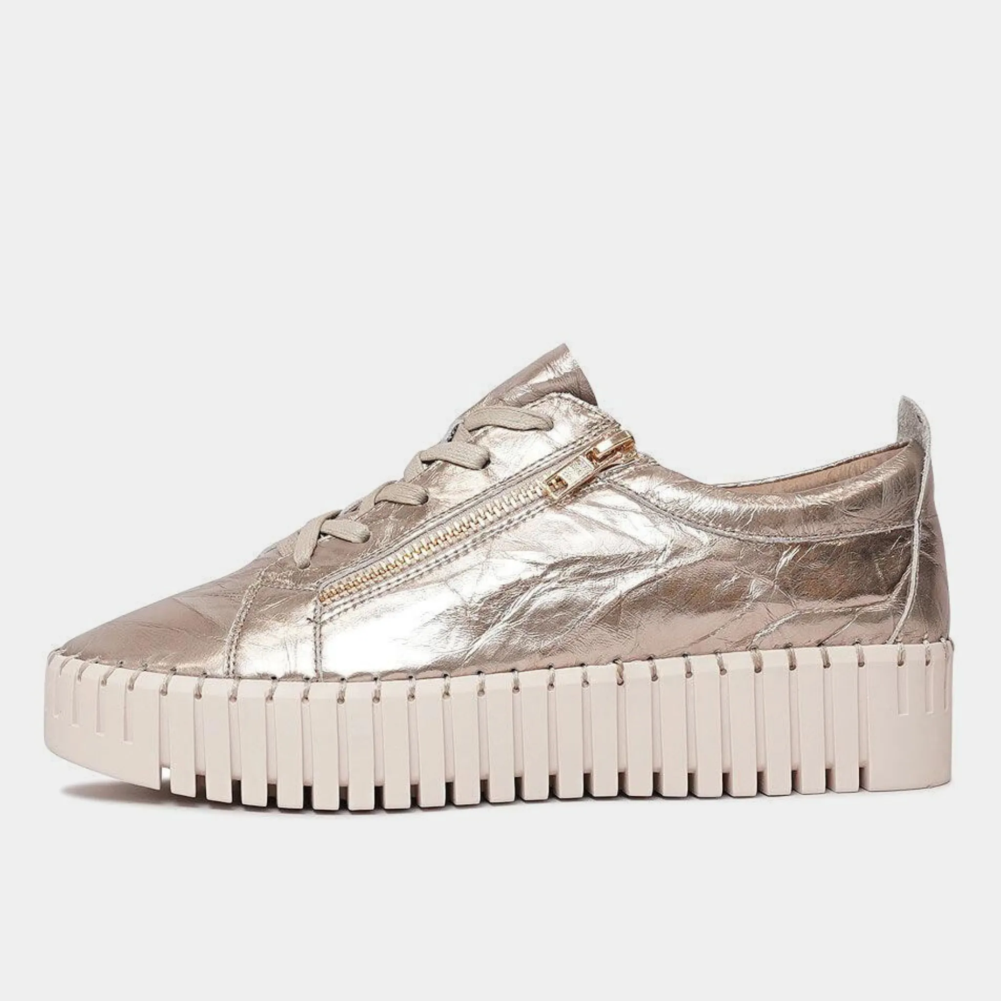 Bump Champagne Shine Leather Sneakers