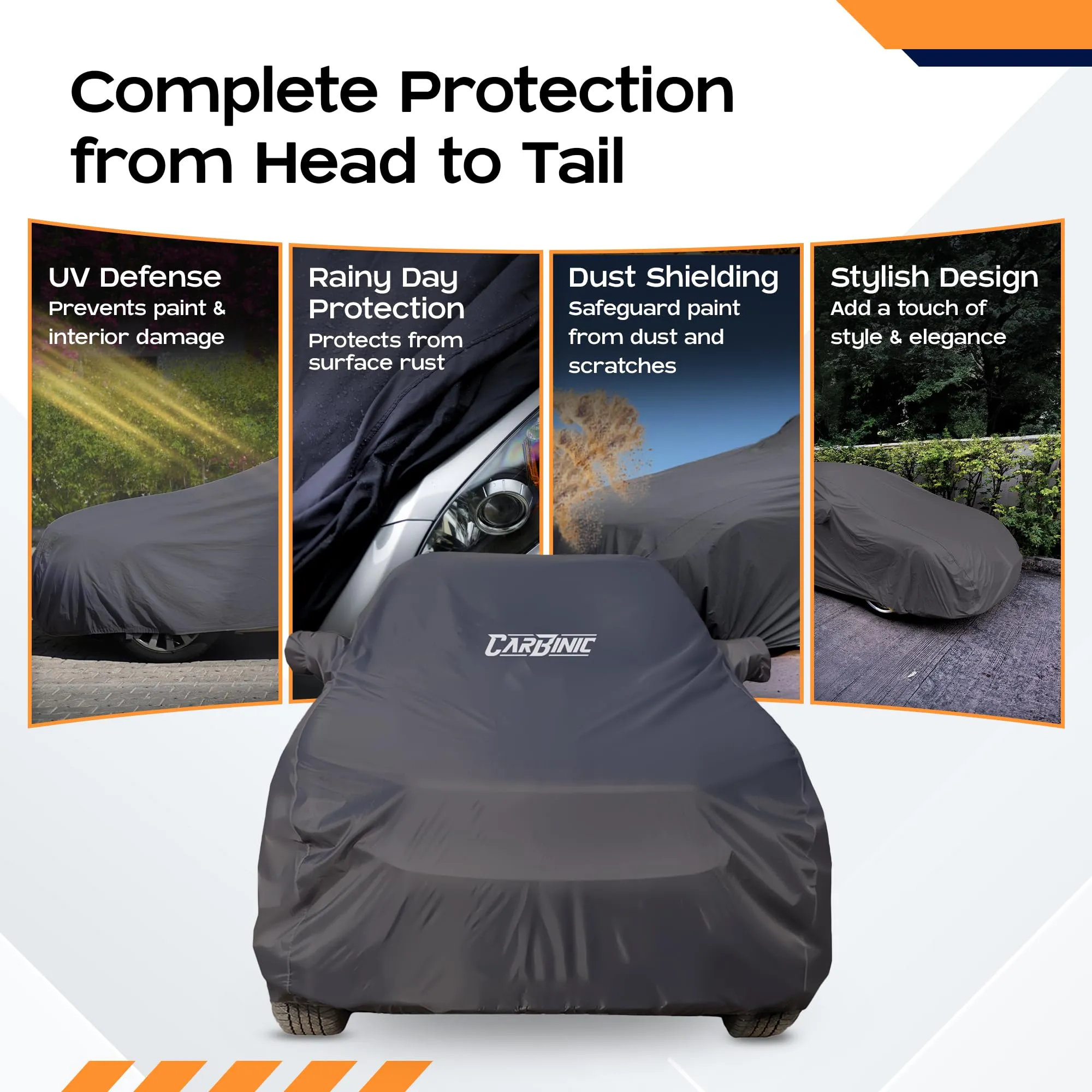 CARBINIC Car Body Cover for Nissan Kicks 2019 | Water Resistant, UV Protection Car Cover | Scratchproof Body Shield Dustproof All-Weather Cover Mirror Pocket & Antenna | Car Accessories