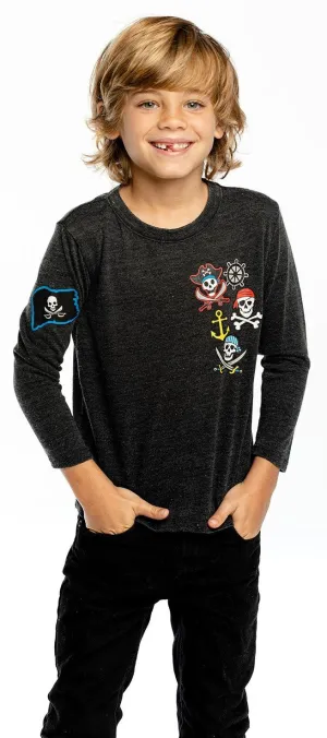 Chaser Pirate Patches L/S Crew Neck Tee