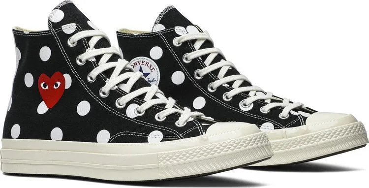 Converse Comme des Garçons x Chuck Taylor All Star 70 Hi Black Polka Dot Sneakers, black