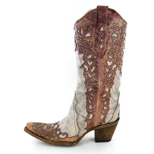 Corral Women's Laser Overlay Boot in Cognac A2665 Final Sale