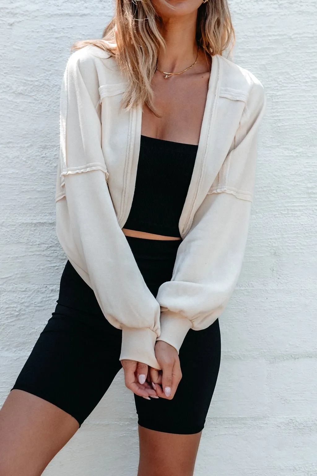 Cream Cropped Shrug Cardigan - DOORBUSTER