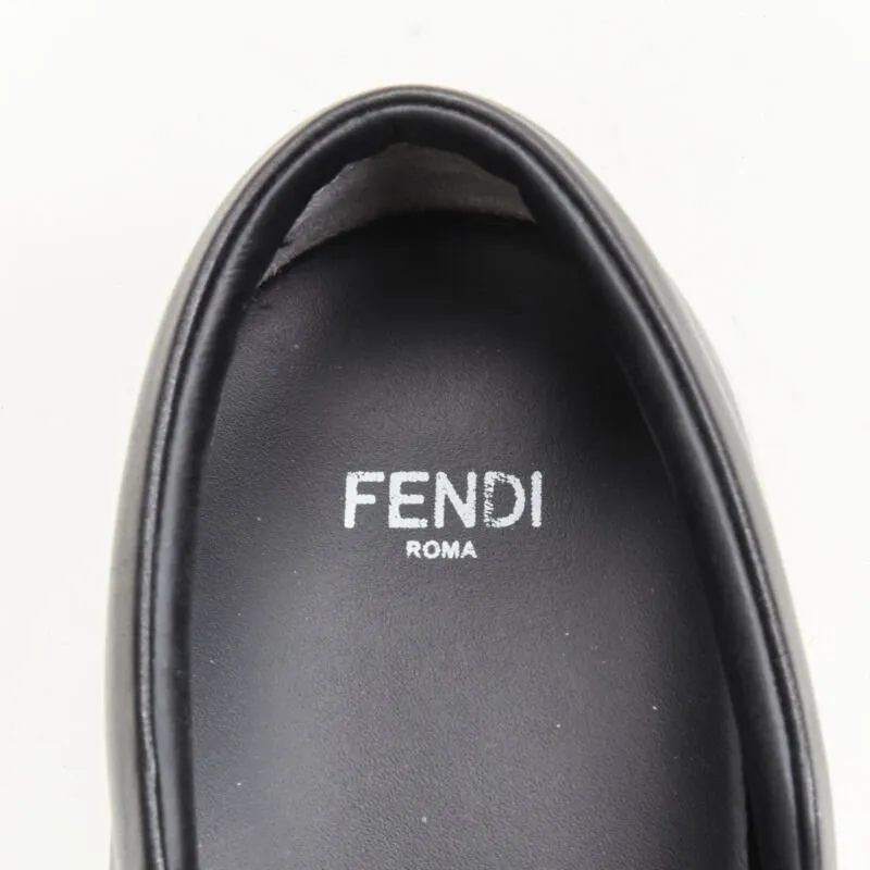 FENDI Monster Bug Eye black yellow leather slip on skate sneakers shoes EU36.5