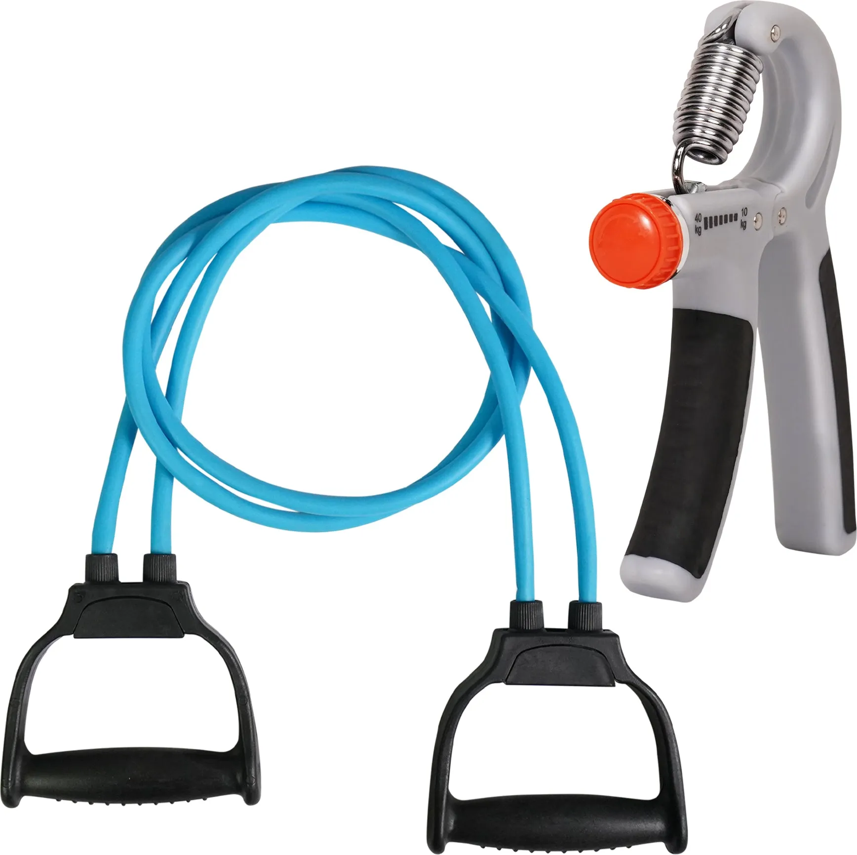 Fitness Combos of Hand Gripper & Double Toning Tube for Full Body & Hand Workout - Grey