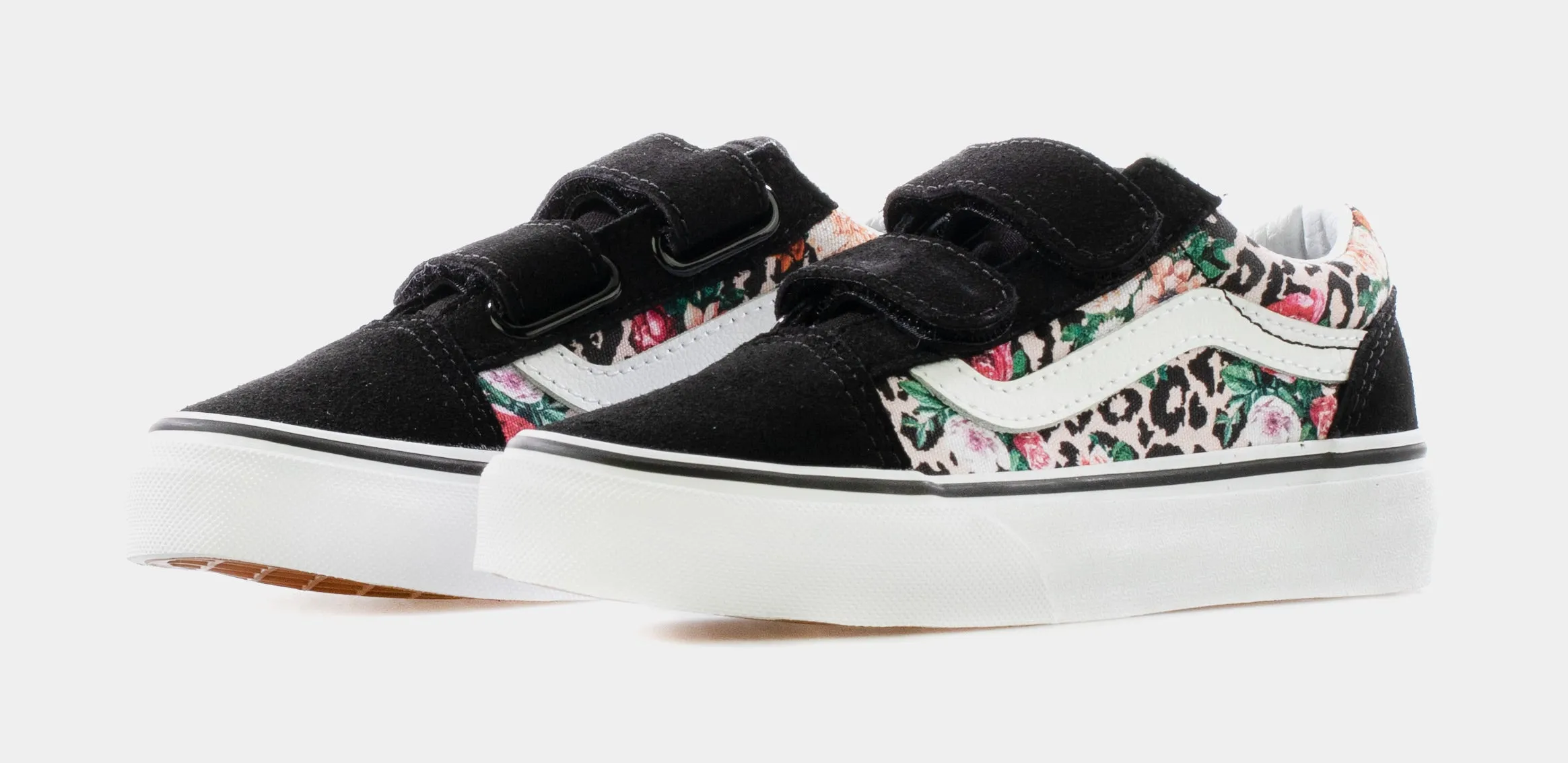 Floral Leopard Old Skool Grade School Skate Shoes (Pink/Black)