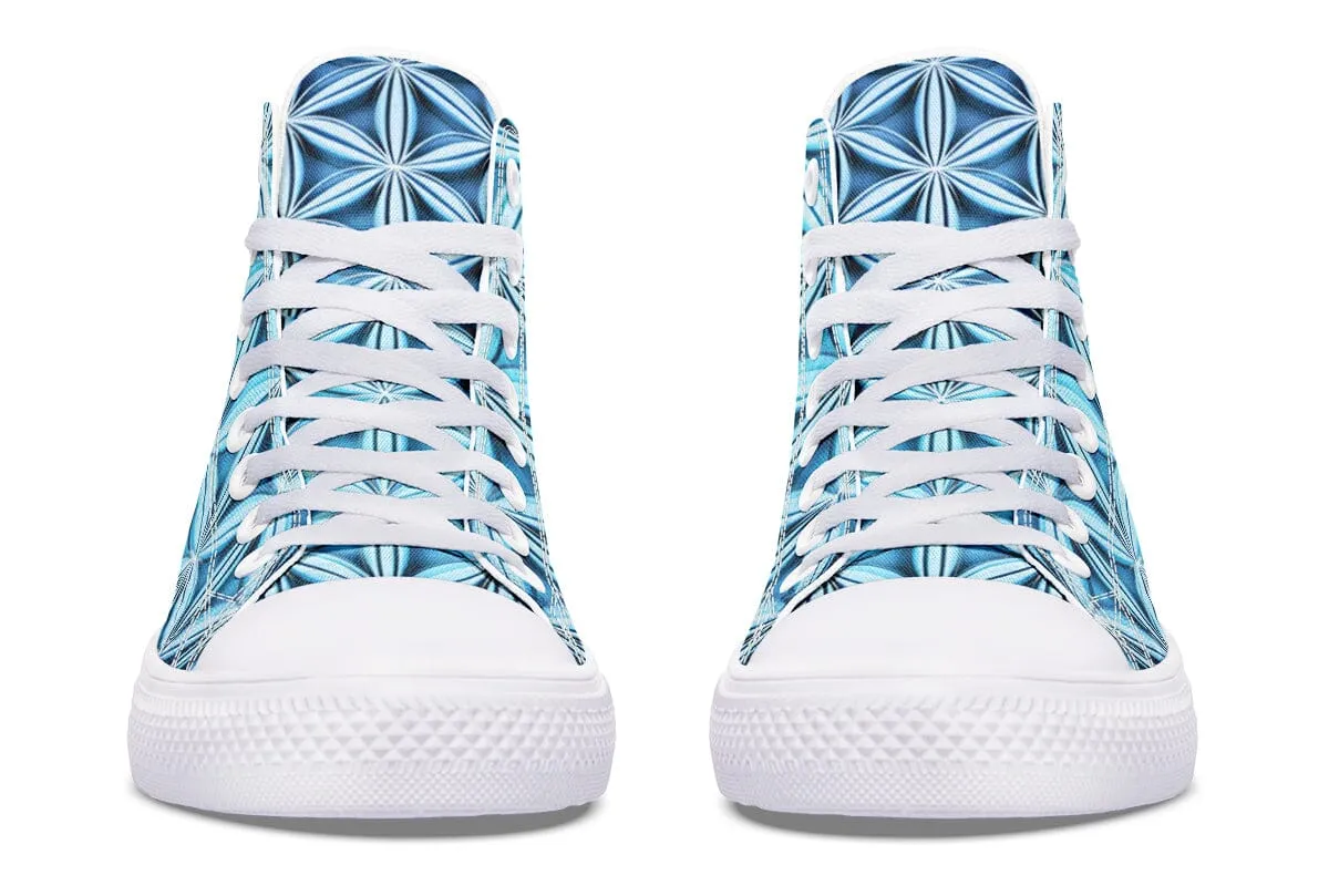 Flower Life Igloo Blue High Top Shoes