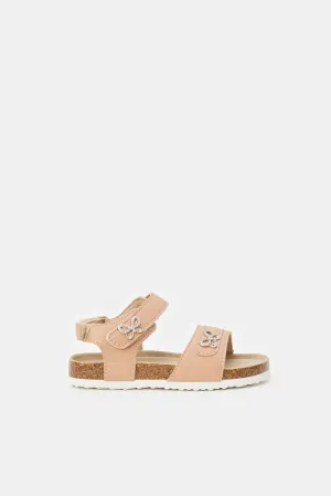 Girls Pink Embellished Cork Sandal