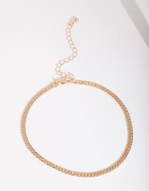 Gold 3mm Herringbone Chain Anklet