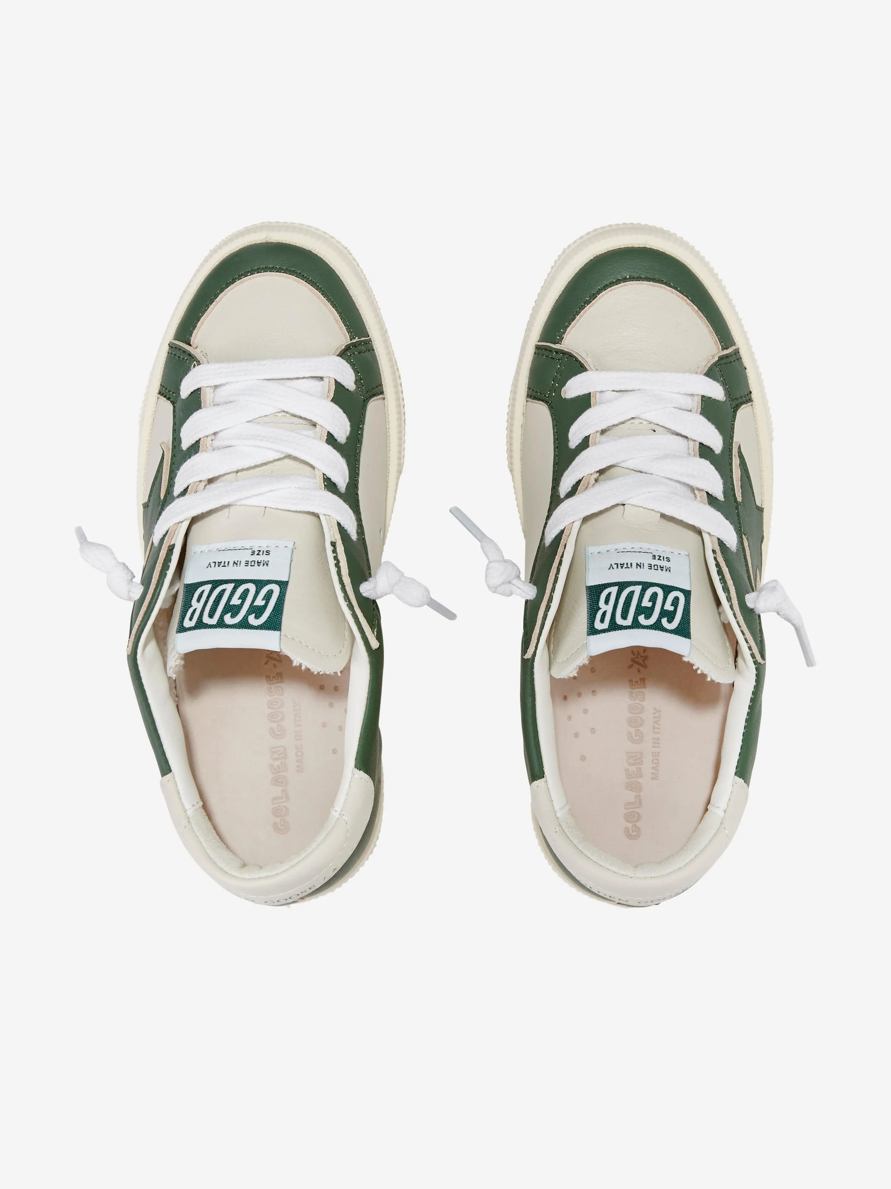 Golden Goose Kids Leather May Trainers in Green