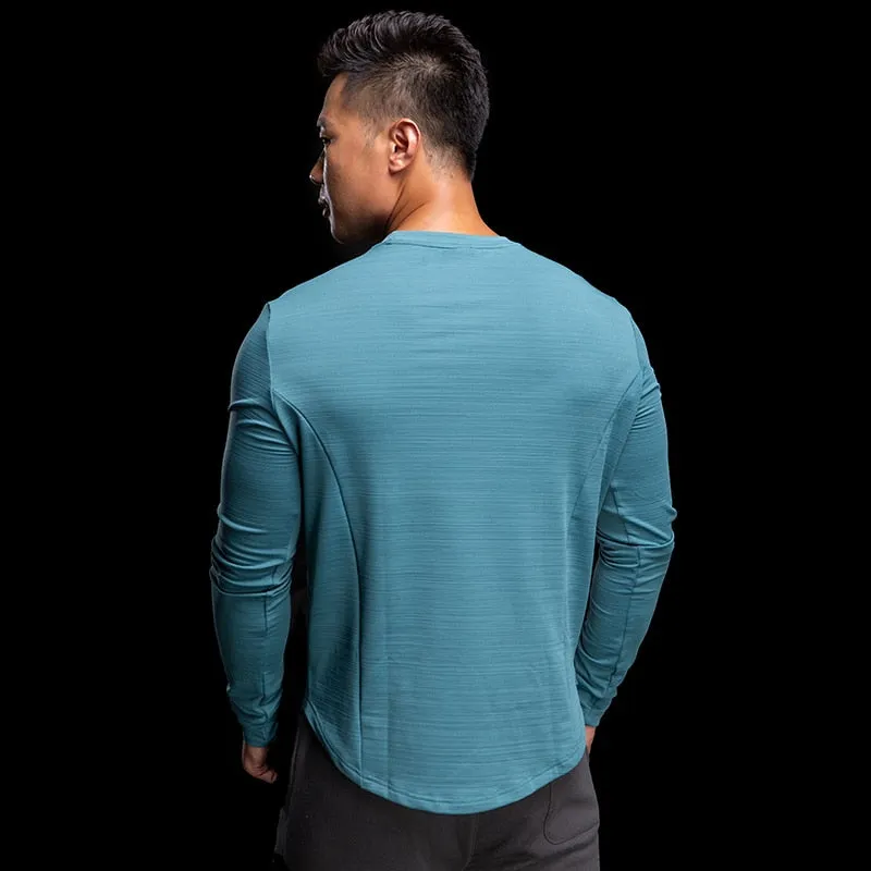 High Quality Men's Running Shirt Bodybuilding Sport T-Shirt Quick Dry Long Sleeve Compression Top Gym Fitness Tight Rashgard