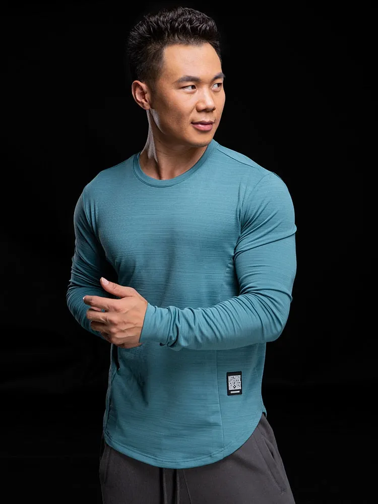 High Quality Men's Running Shirt Bodybuilding Sport T-Shirt Quick Dry Long Sleeve Compression Top Gym Fitness Tight Rashgard