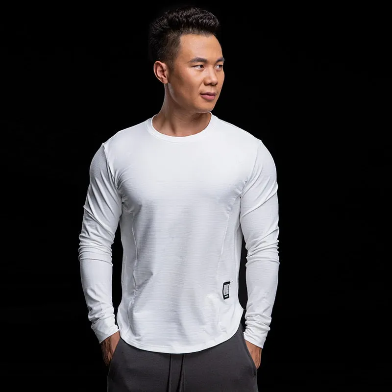 High Quality Men's Running Shirt Bodybuilding Sport T-Shirt Quick Dry Long Sleeve Compression Top Gym Fitness Tight Rashgard