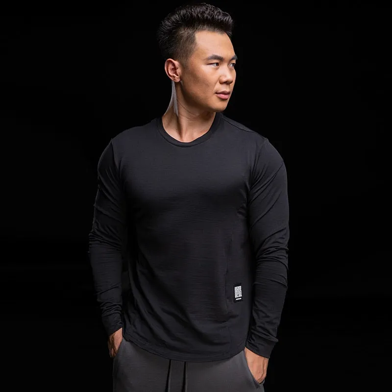 High Quality Men's Running Shirt Bodybuilding Sport T-Shirt Quick Dry Long Sleeve Compression Top Gym Fitness Tight Rashgard