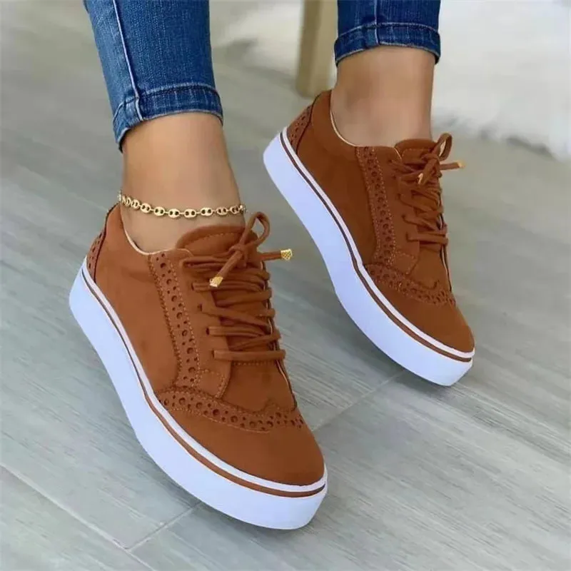 Hnzxzm New Women's Low-top Vulcanized Shoes Round Toe Casual Shoes Flat Shoes Lace-up Walking Shoes Women Versatile Comfortable