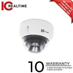 IC Realtime - HDMX-D50V-IR-DP1 / 5MP (16:9) HD-AVS Iindoor/Outdoor Mid Size Vandal Dome Camera / Varifocal 2.7-13.5mm Motorized Lens (31.4°–113°) / 98 Ft Smart IR