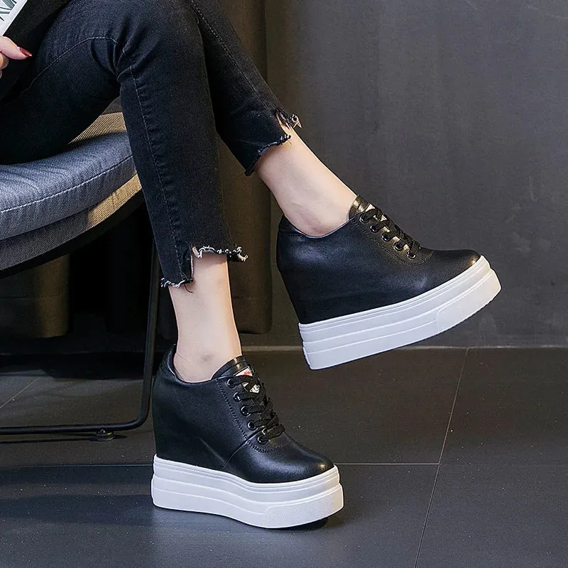 Joskaa 2024 New Black Wedge Platform Sneakers