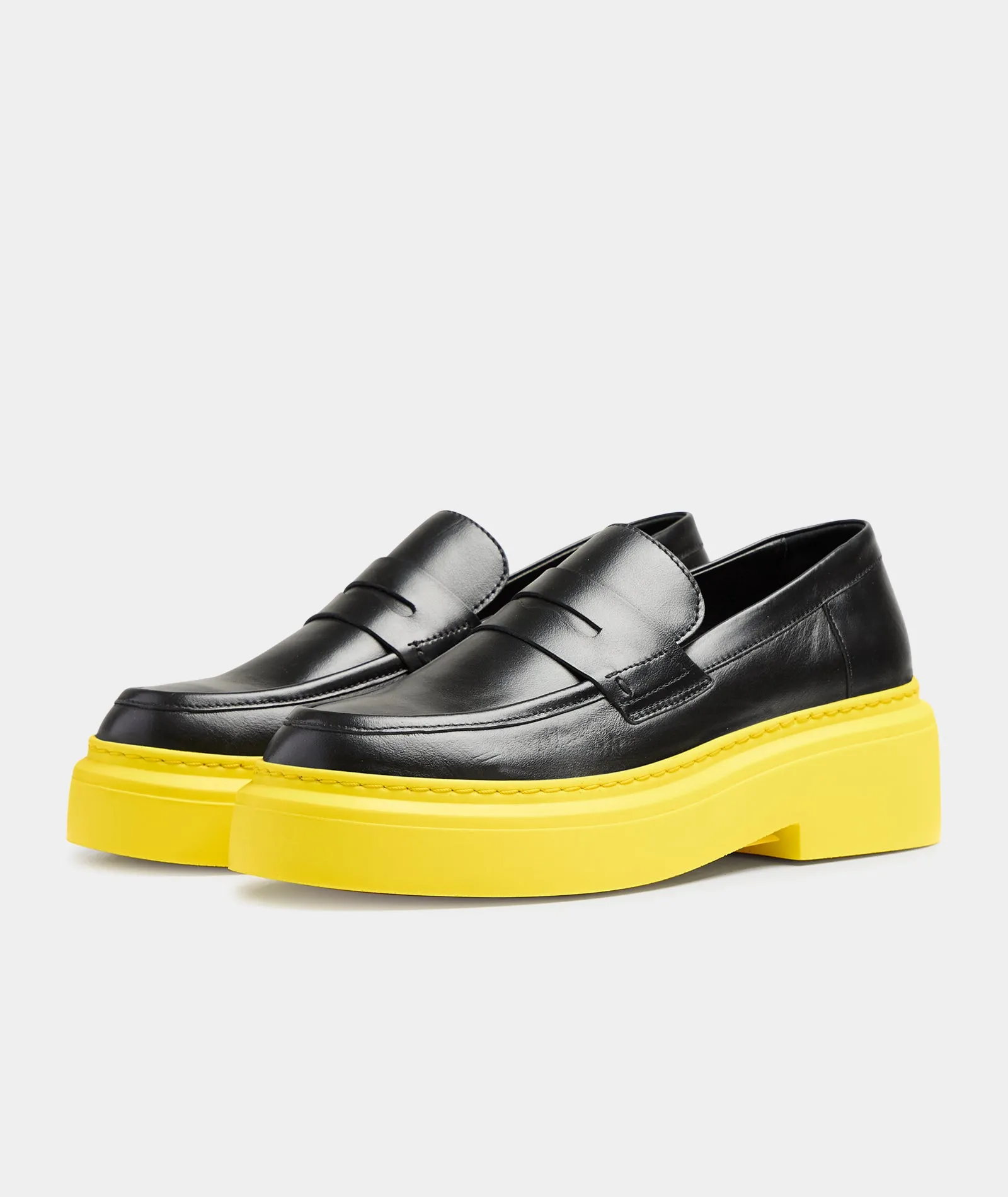 June Loafer - Black Leather / Yellow Sole