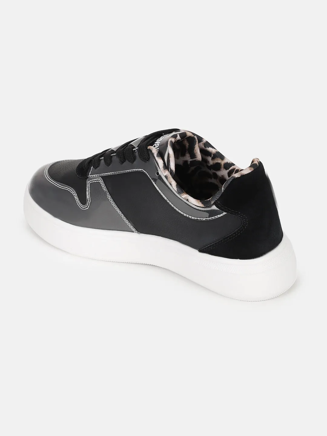 Just Cavalli Women Black Solid Lace-up Sneakers