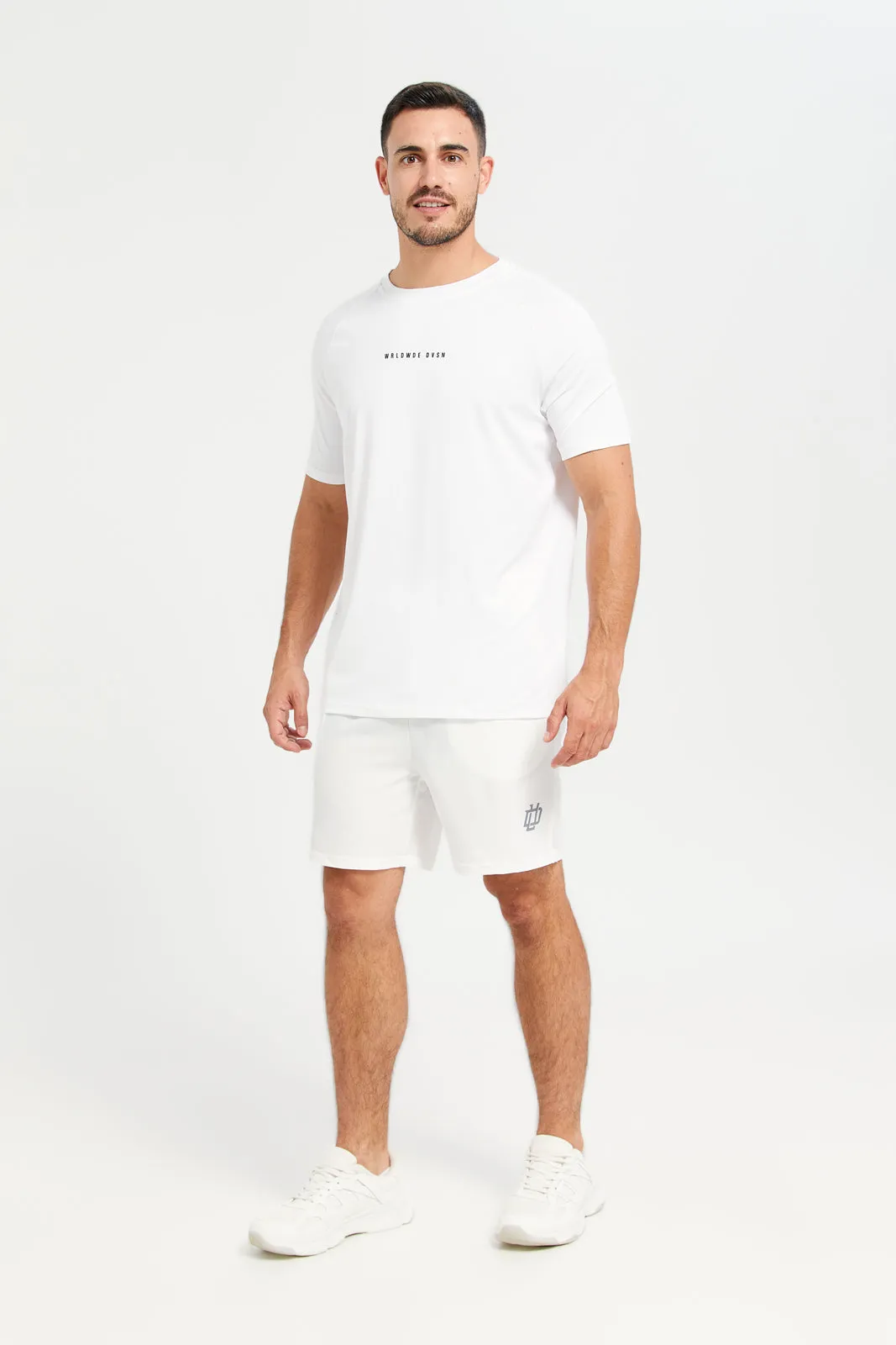 Men White Plain Active T-Shirt