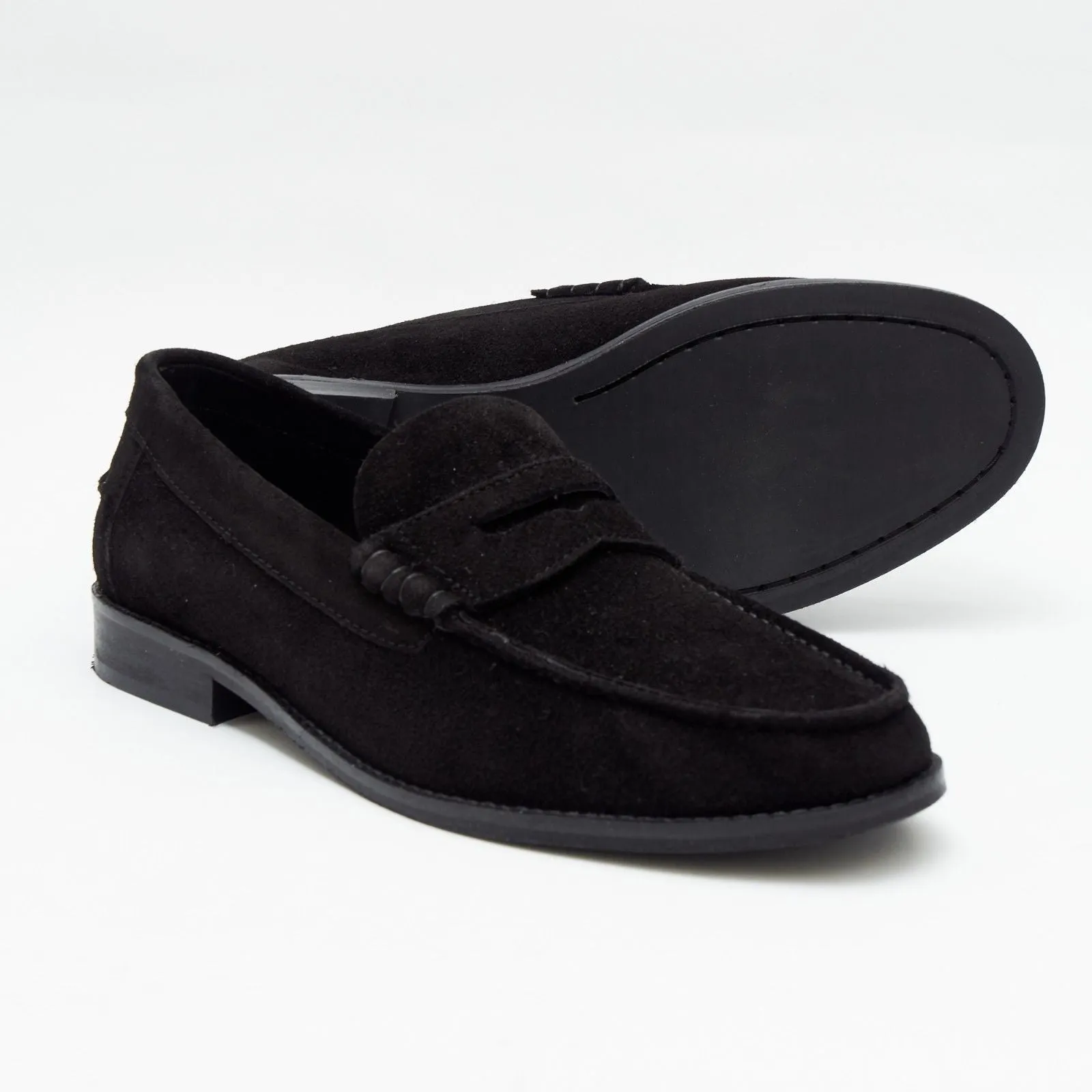 Mens Suede Casual Slip On Shoes - 17925_Black Suede