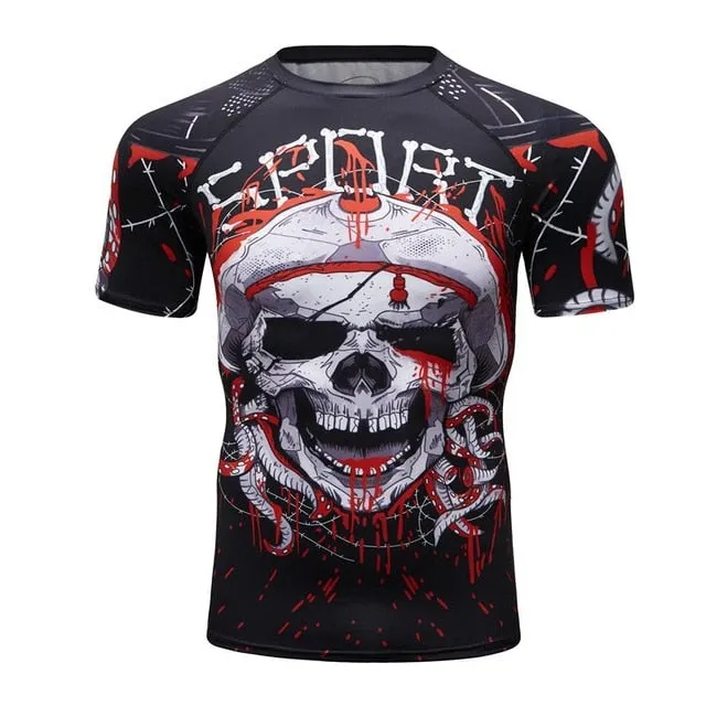 MMA Skull Printed Workout Quick Dry Set