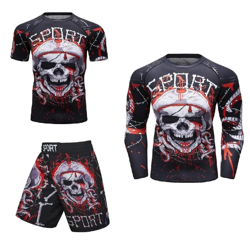 MMA Skull Printed Workout Quick Dry Set