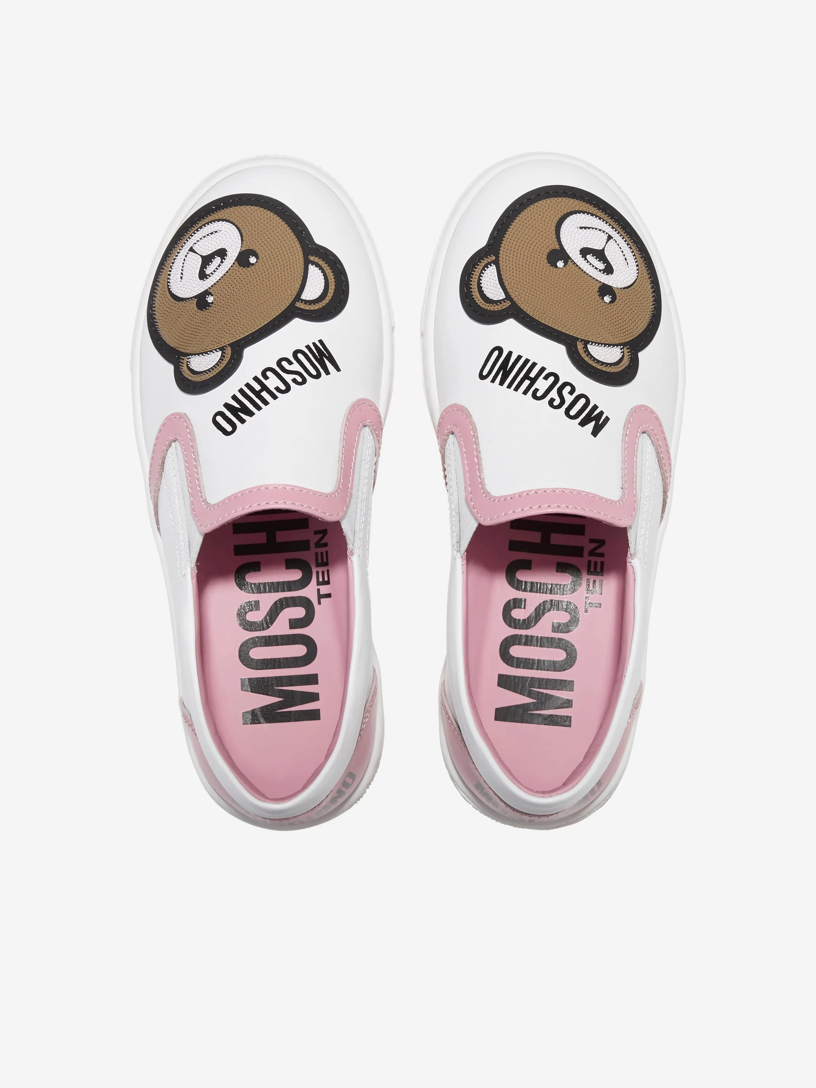 Moschino Girls Teddy Bear Slip On Trainers in White