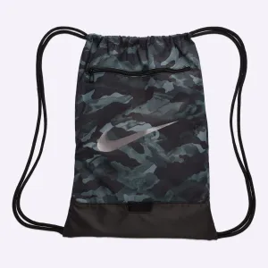 Nike - Brasilia 9.0 Printed Training Gym Sack - LIGHT SMOKE GREY/BLACK/METALLIC COOL GREY